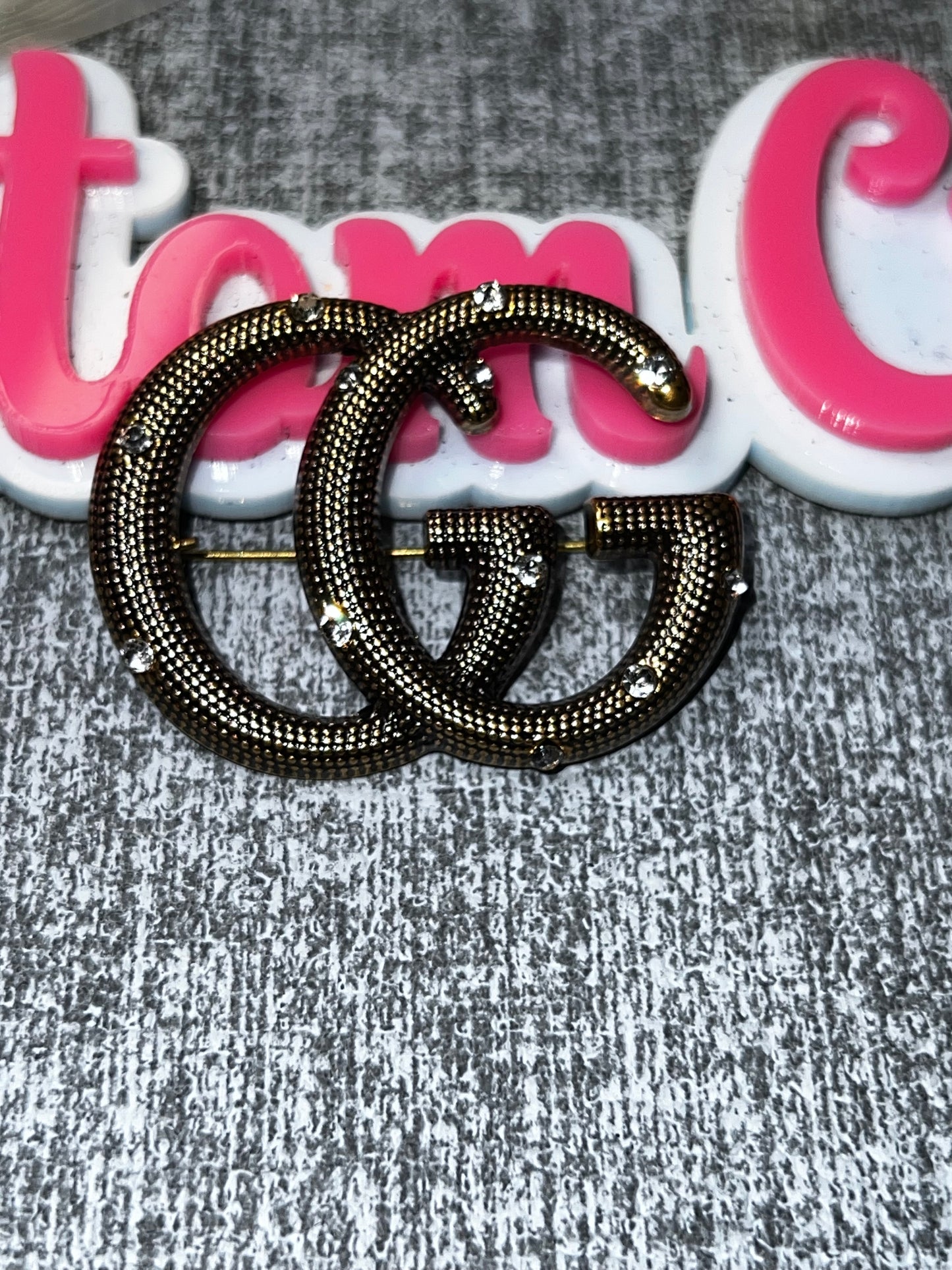 Antique Gold Rhinestone Letter Brooch Pin | Decorative Fashion Accessory for Jackets Hats & Bags