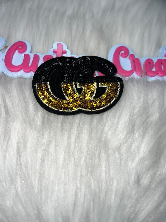 Black & Gold Sequin Double Letter Patch