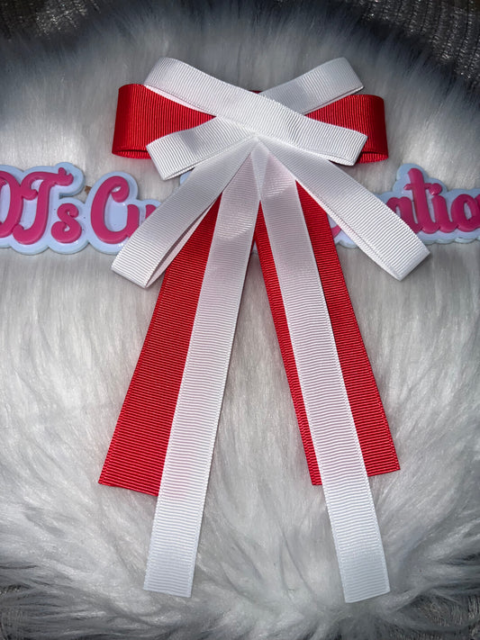 Red & White Classic Ribbon Bow Brooch Delta colors