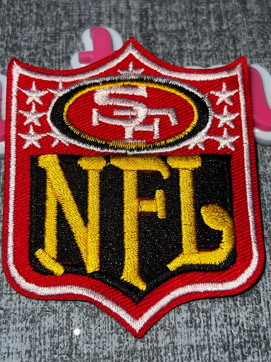 Red Gold Shield Embroidered Iron-On Patch | Statement Appliqué