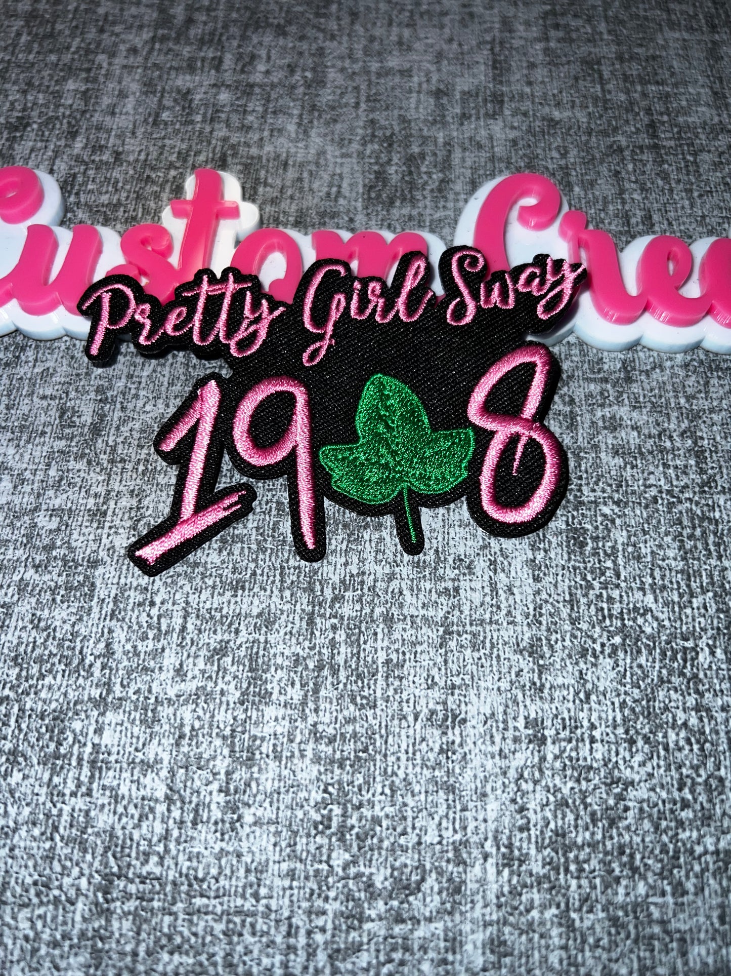 Pretty Girl Sassy 1908 Iron-On Patch – Pink & Green Statement Patch AKA colors