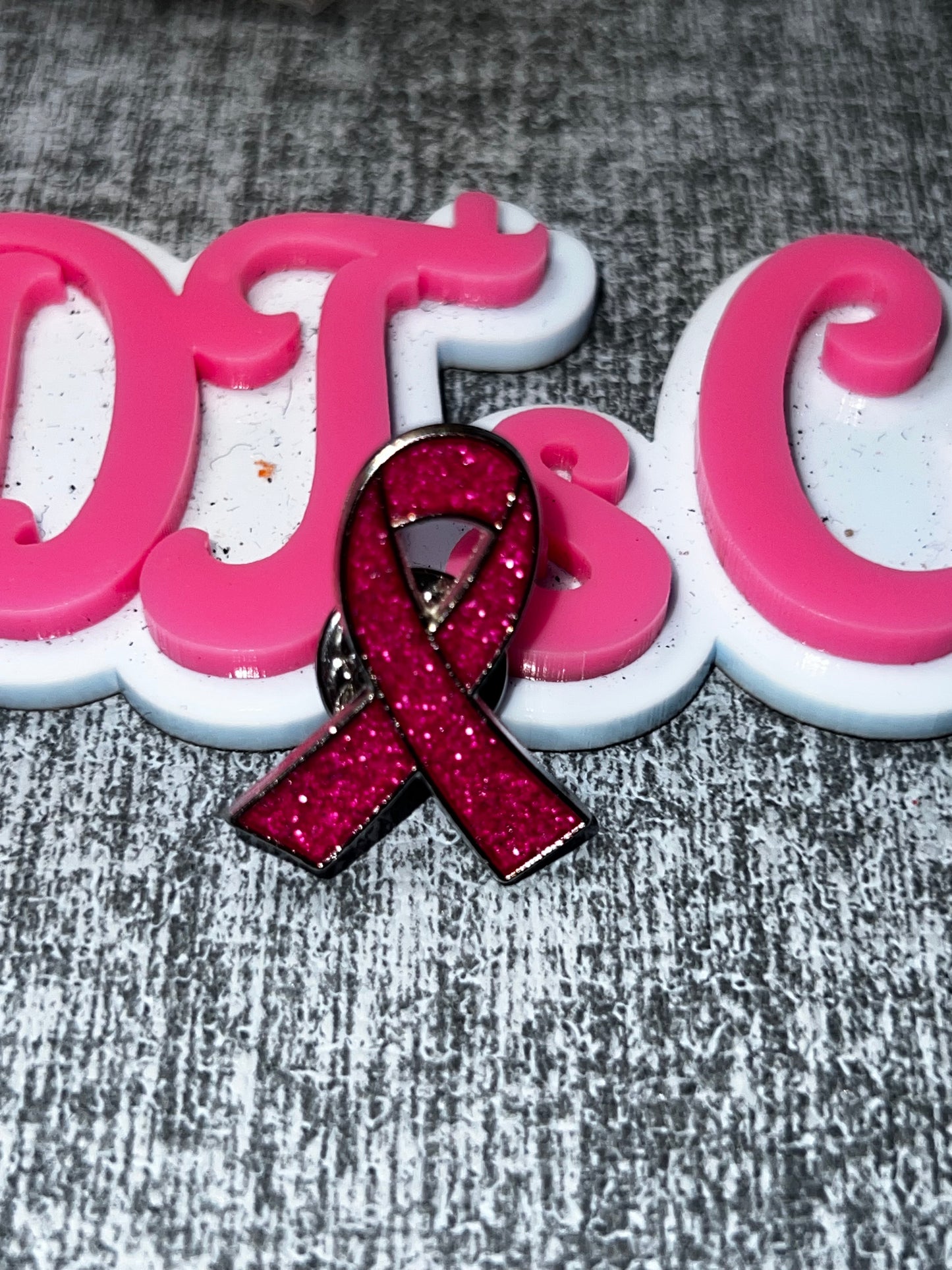 Glitter Pink Ribbon Breast Cancer Awareness Brooch Pin