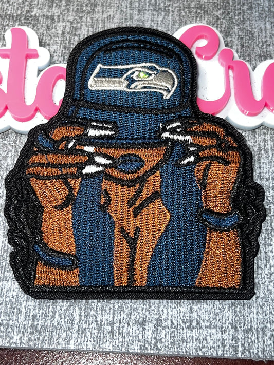 Navy Cap Fashion Girl Embroidered Iron-On Patch | Stylish Woman Statement Appliqué