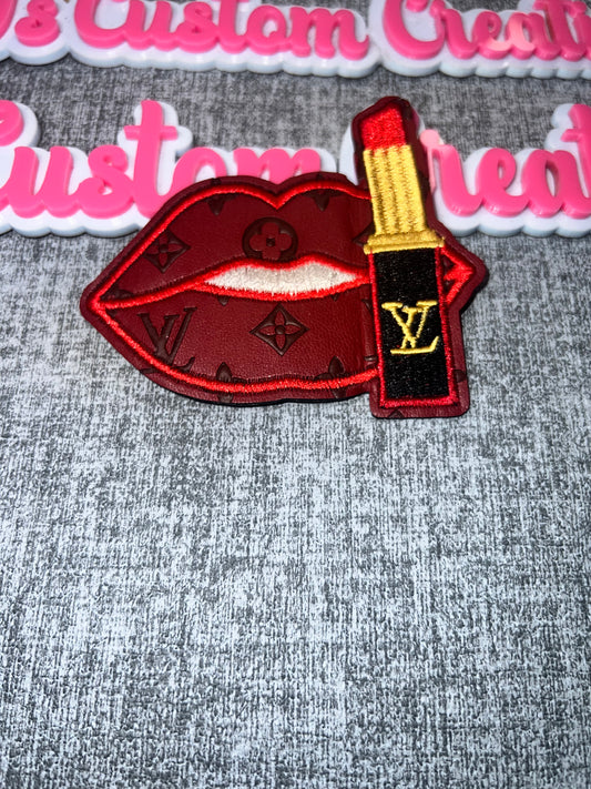 Lips & Lipstick Iron-On Patch – Embroidered Fashion Patch for DIY Clothing
