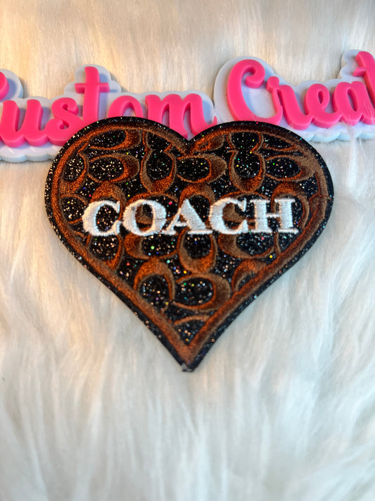 Brown Shiny Black Coach Heart