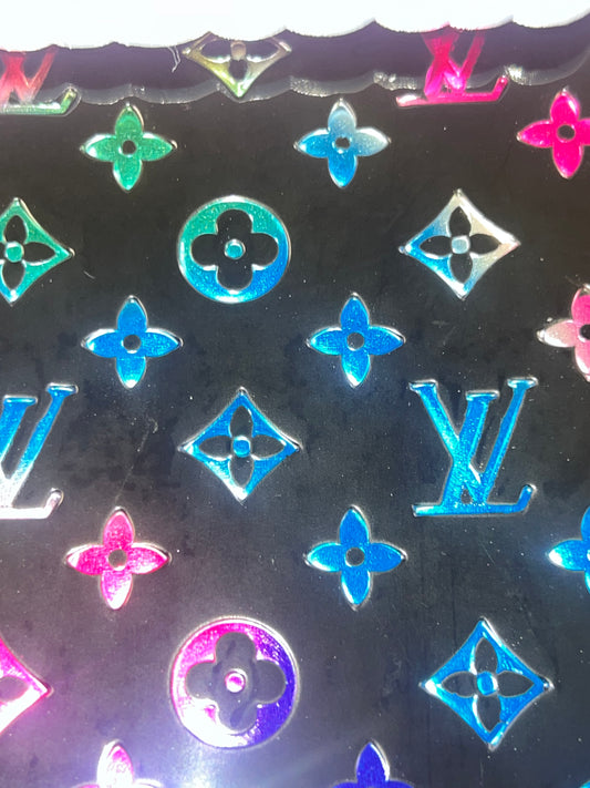 Black Holographic Icon Faux Leather Sheet – 9x12