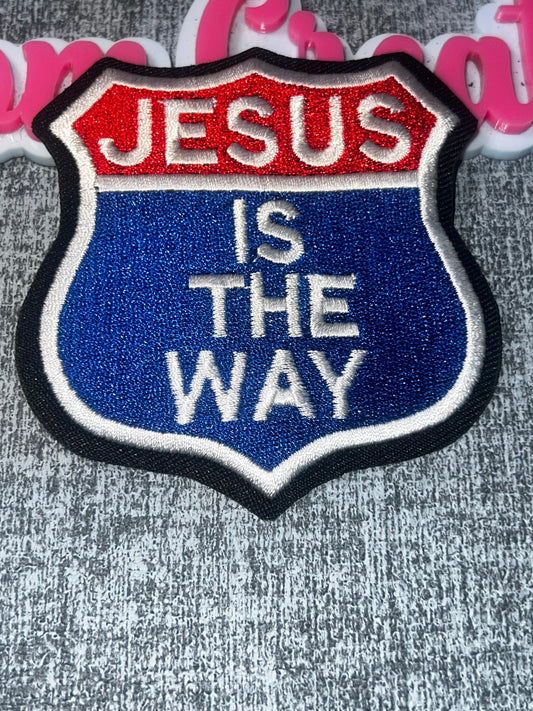 Jesus Is the Way Embroidered Iron-On Patch – Christian Faith Shield Applique