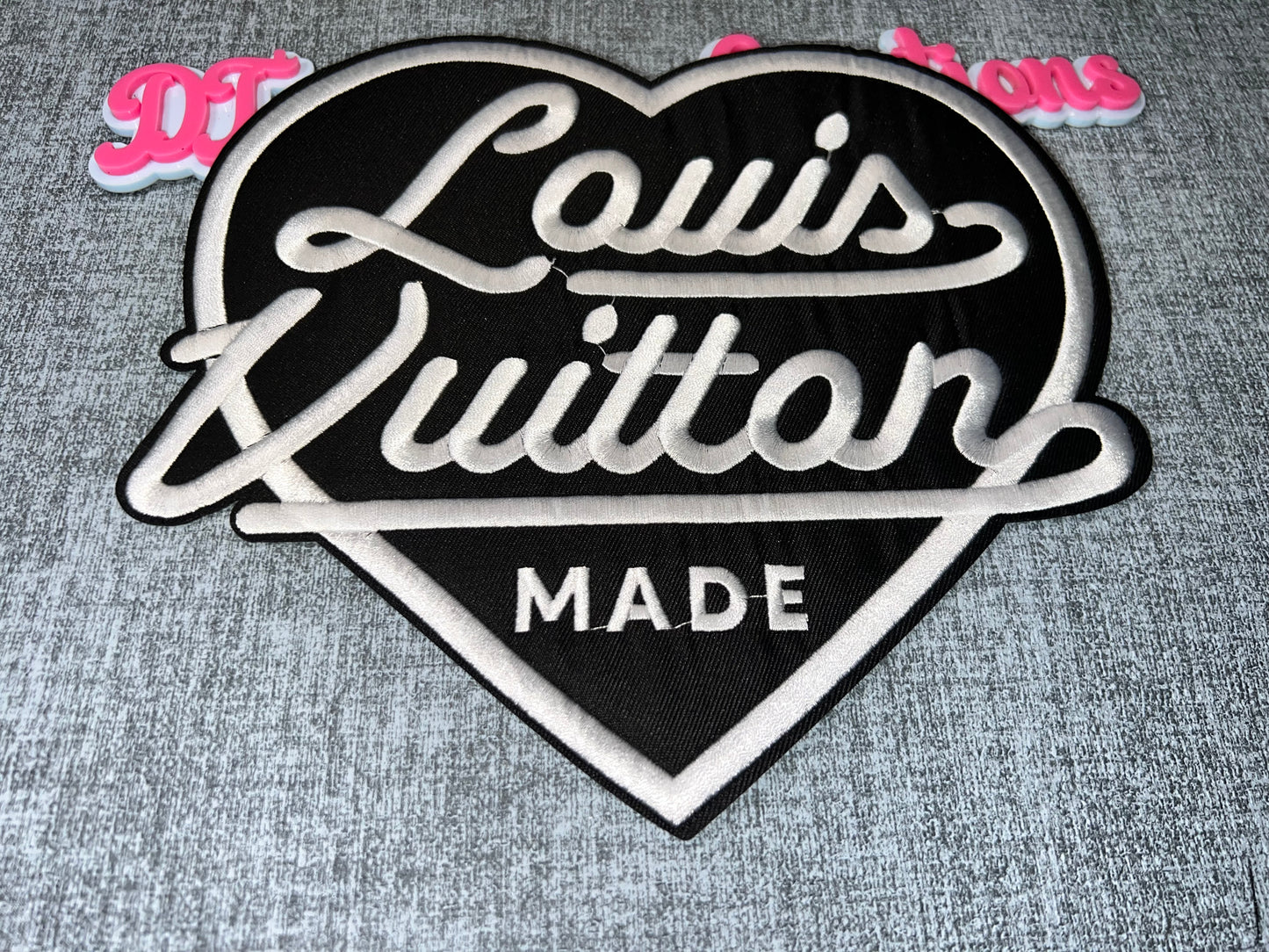 Black & White Script Heart Iron-On Patch – Statement Patch for DIY Crafts