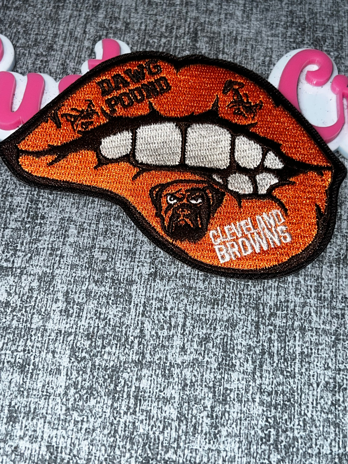 Orange Lips Patch – Embroidered Sports Iron On Applique
