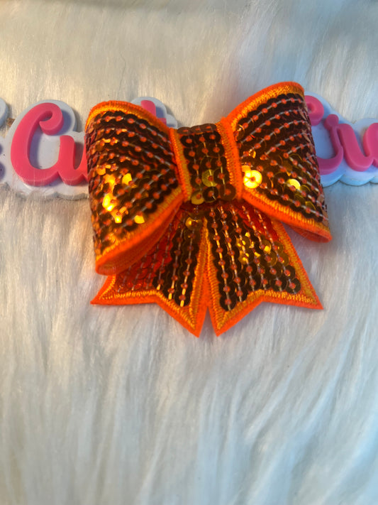 Sequin Orange Bow