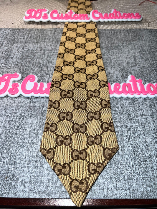 Tan & Brown Geometric Necktie – Luxe Statement Tie