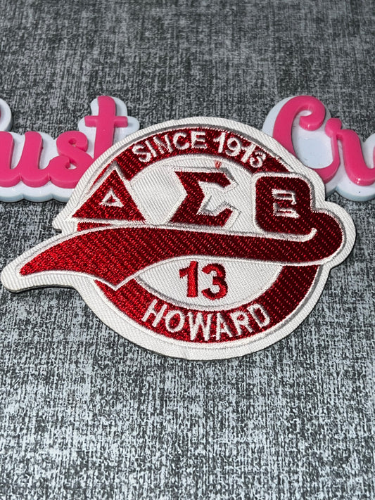 Red Greek Letter Embroidered Patch – Sorority Style Iron On Patch, College Inspired Applique Delta colors