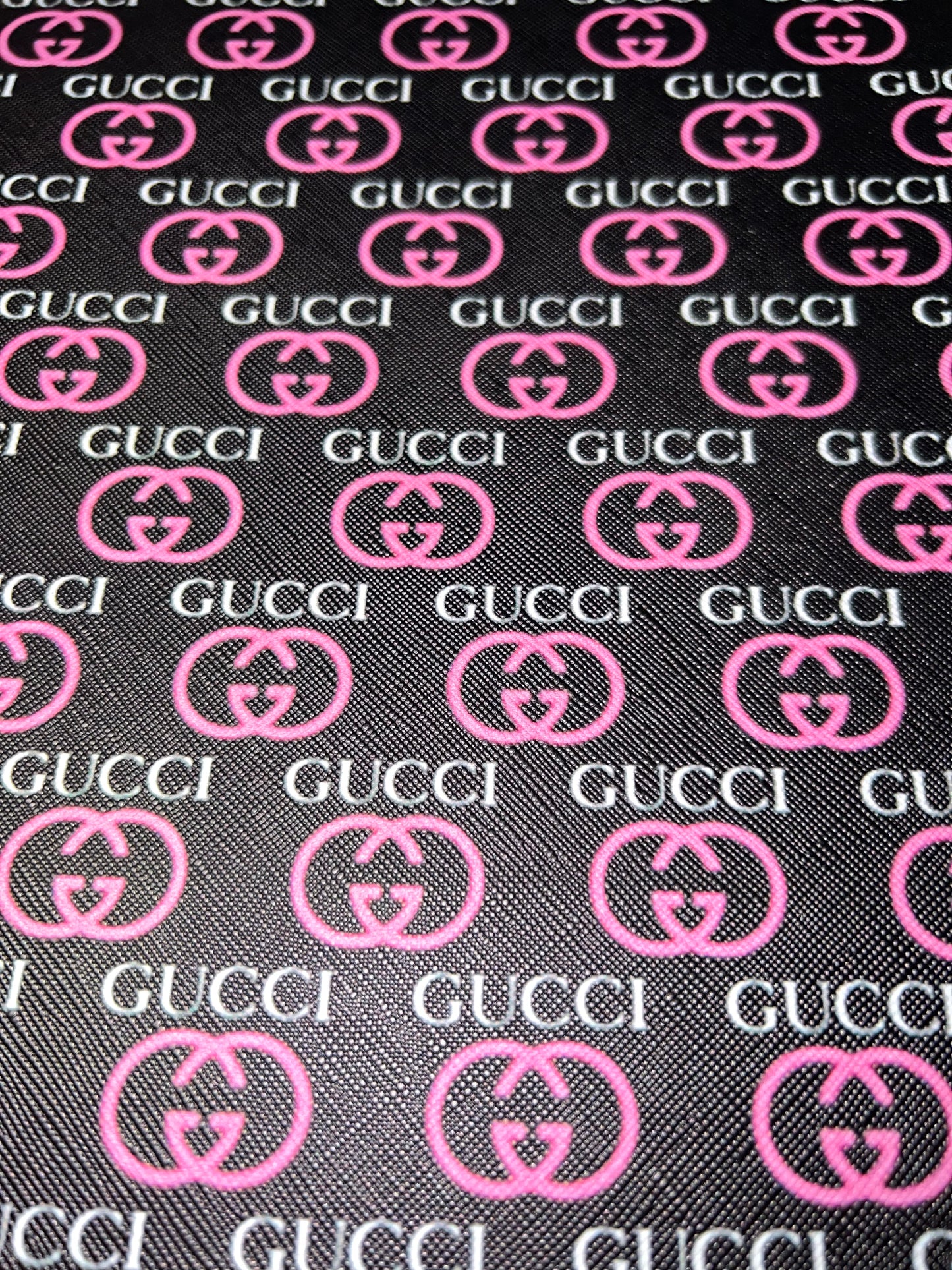 💕 Pink Logo Pattern Faux Leather Sheet
