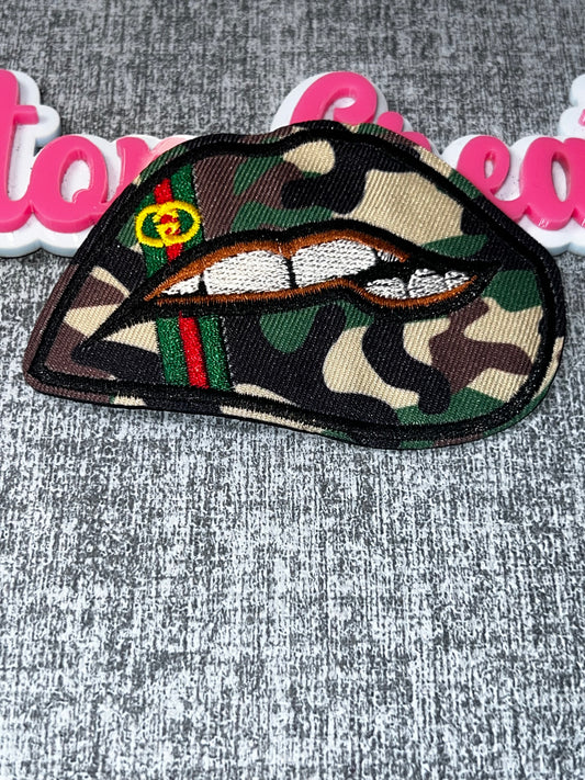 Camo Lips Statement Patch – Embroidered Iron On Applique