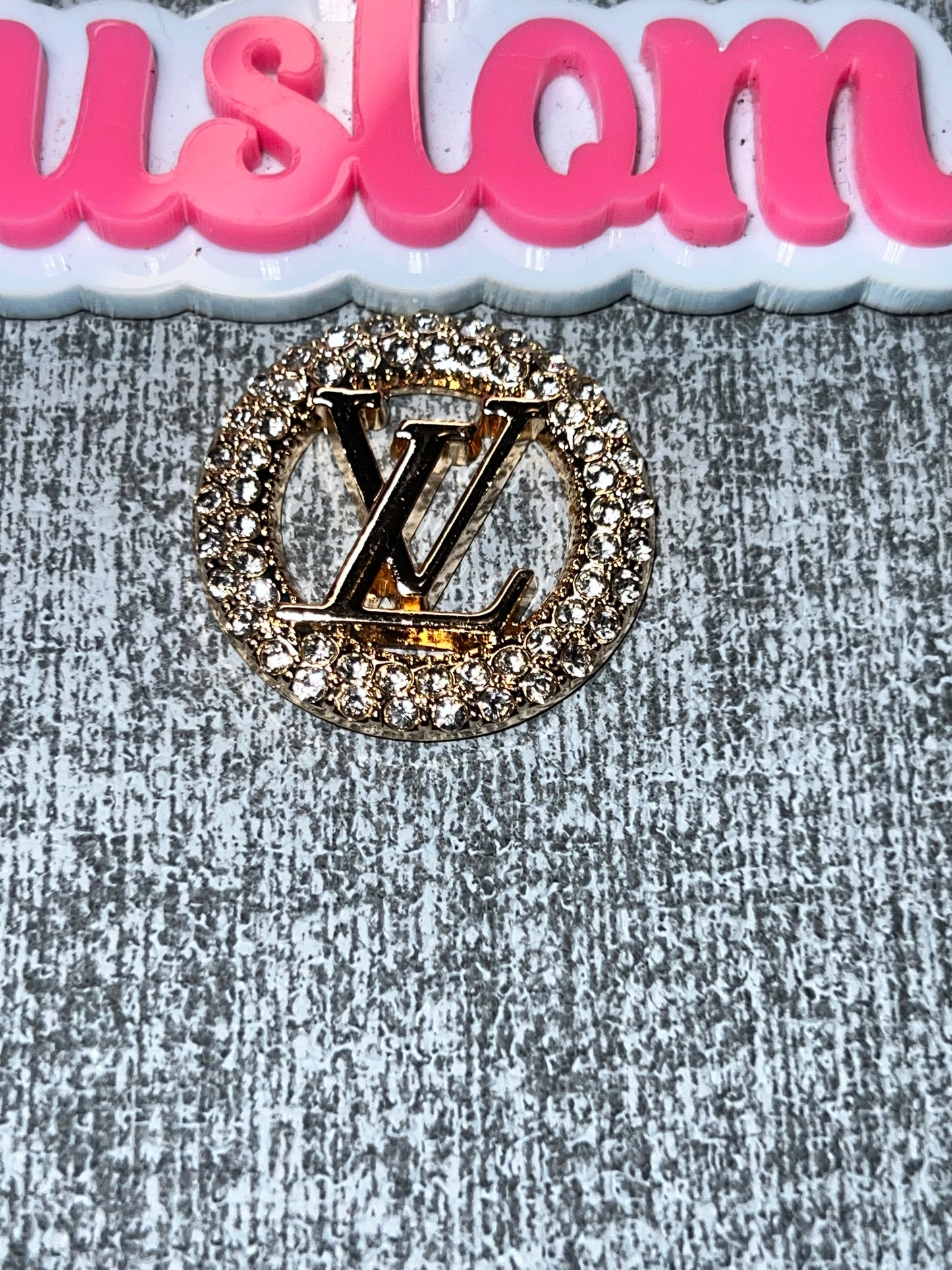Rose 🌹 Gold Rhinestone Circle Letter Charm – Luxe Bling Statement Charm for DIY Crafts