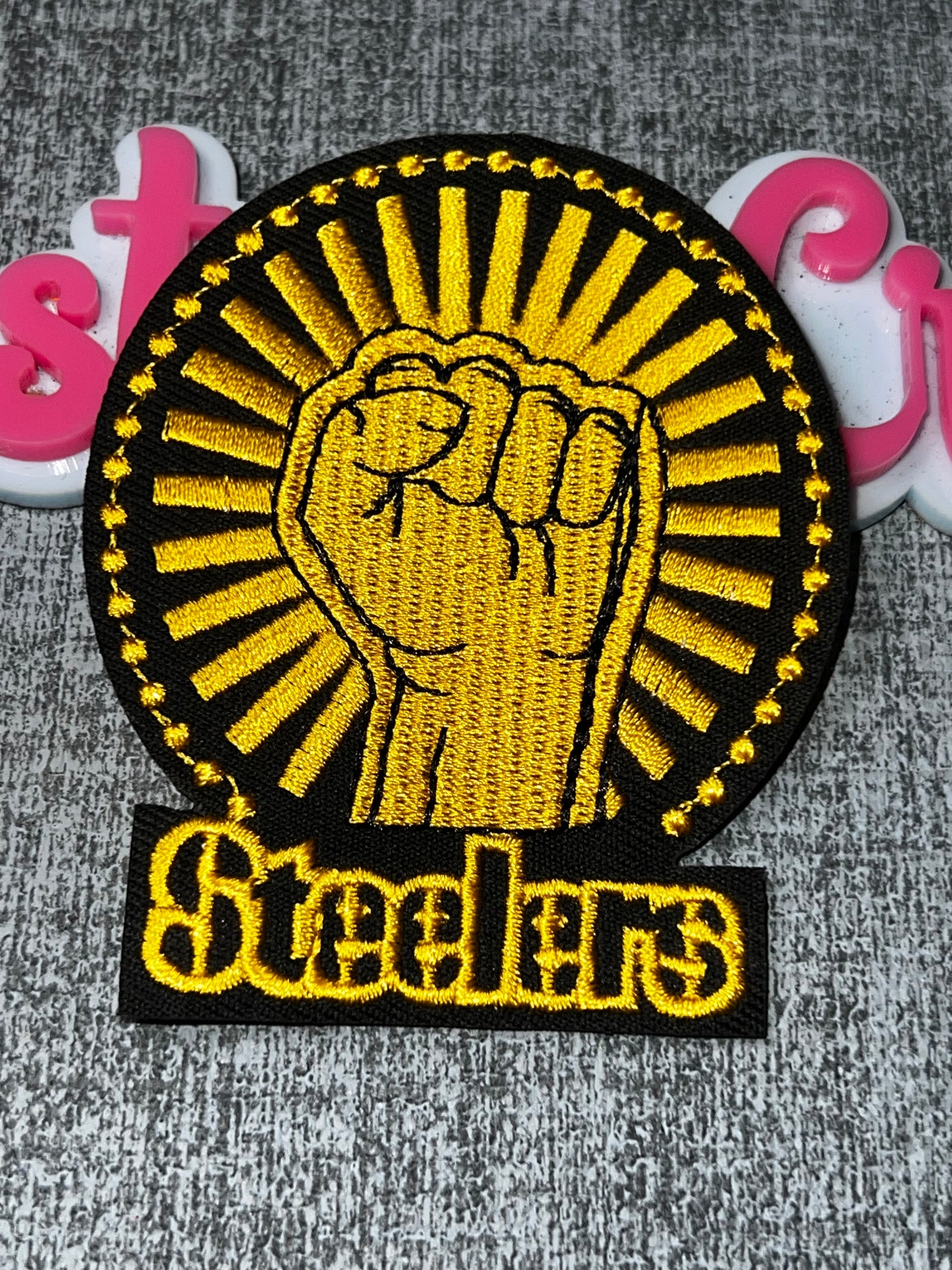 Black & Yellow Raised Fist Embroidered Patch – Fan Iron On Applique