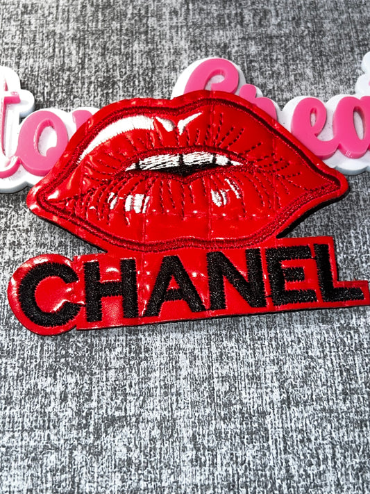 Lip Statement Patch – Red Embroidered Applique