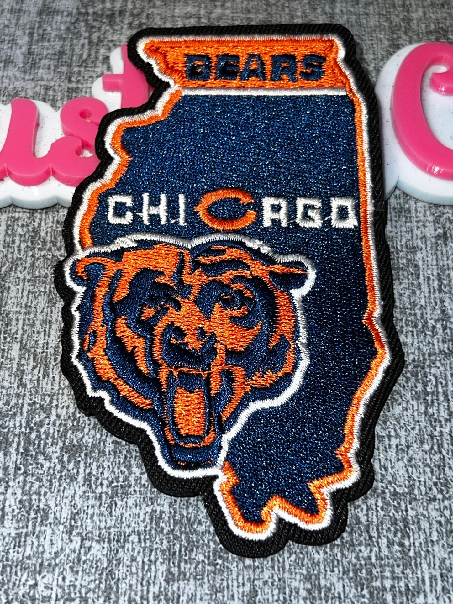 Orange Navy State Shape Patch – Embroidered Iron On Applique