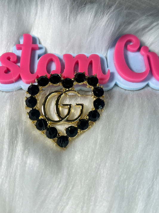 🖤 Black Gold Heart GG Brooch