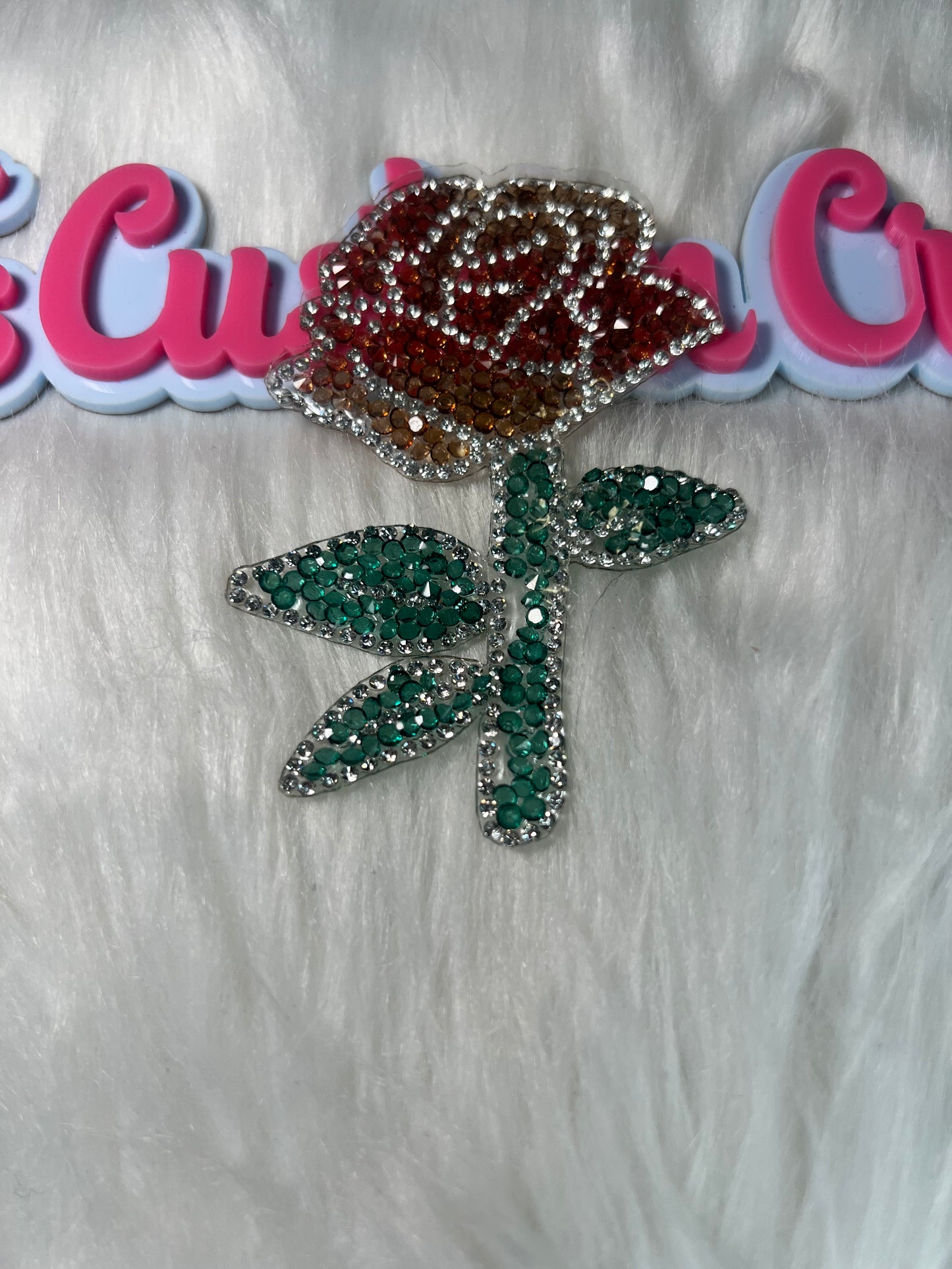 🧡 Brown & Amber Rose Crystal Iron-On Patch (Gold Outline