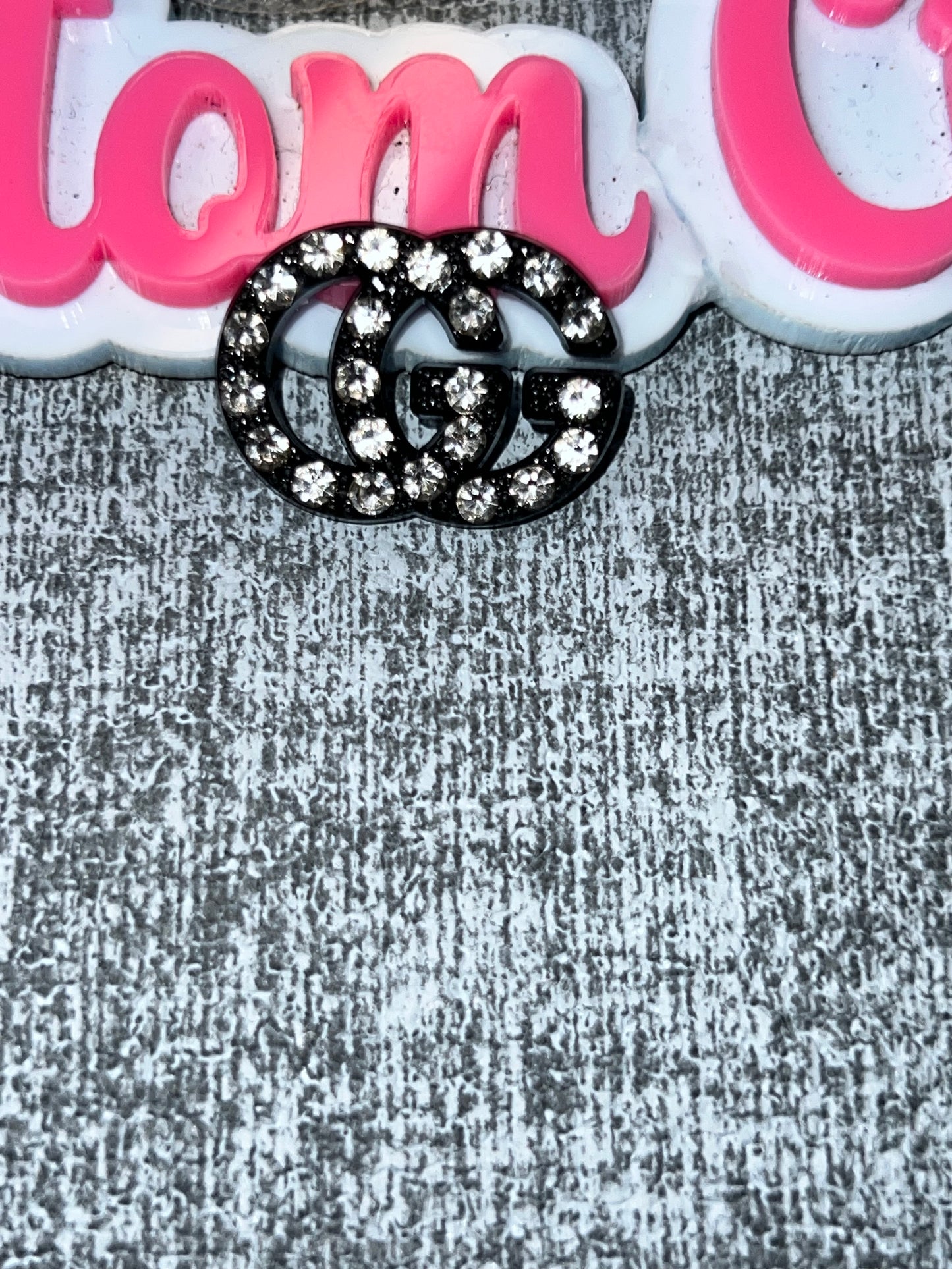 Black Rhinestone Logo Charm – Luxe Iced Statement Charm for DIY Crafts
