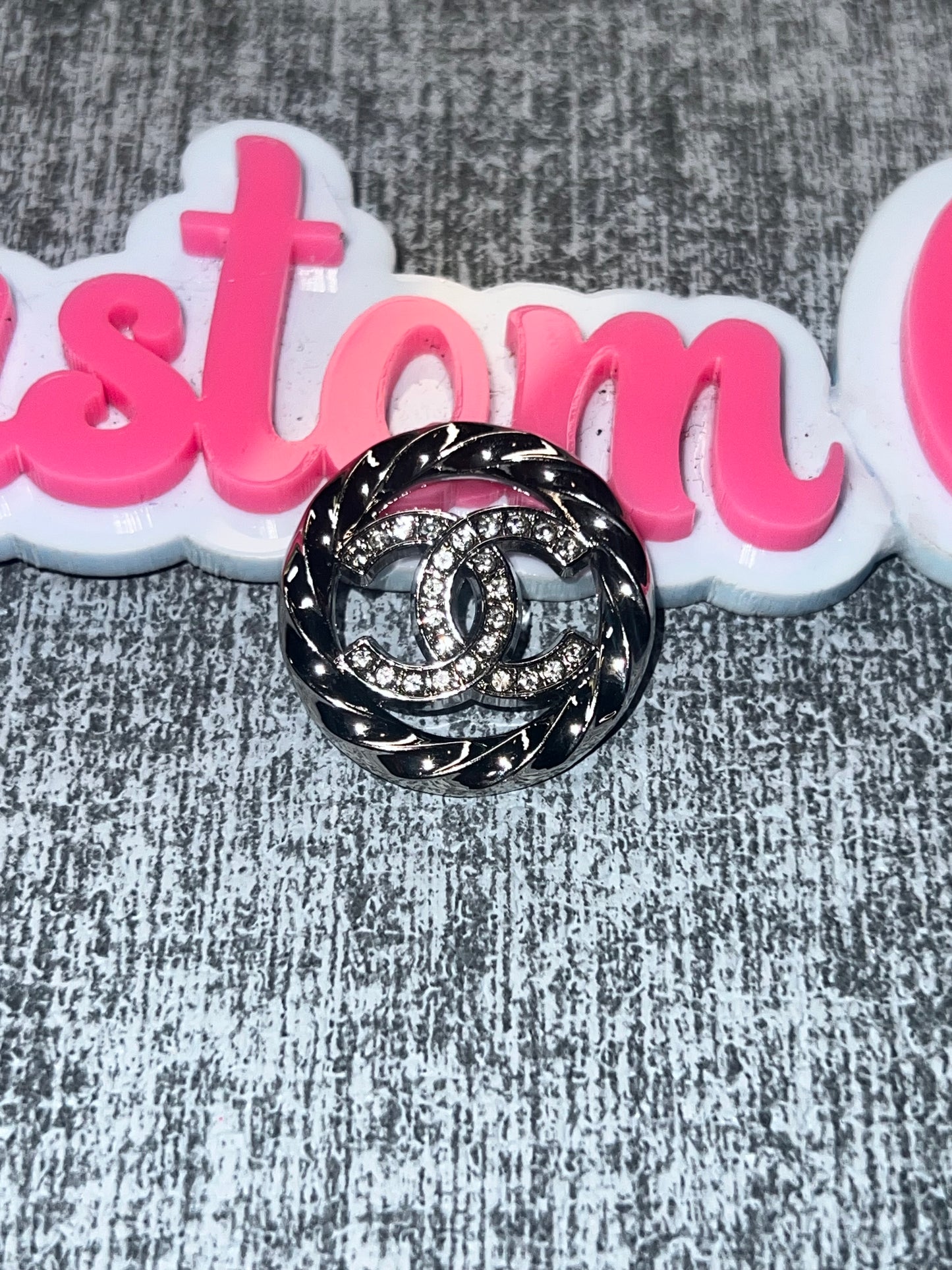 Black & Silver Round Rhinestone Charm – Luxe Statement Charm