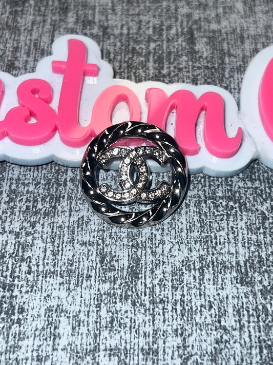Black & Silver Round Rhinestone Charm – Luxe Statement Charm