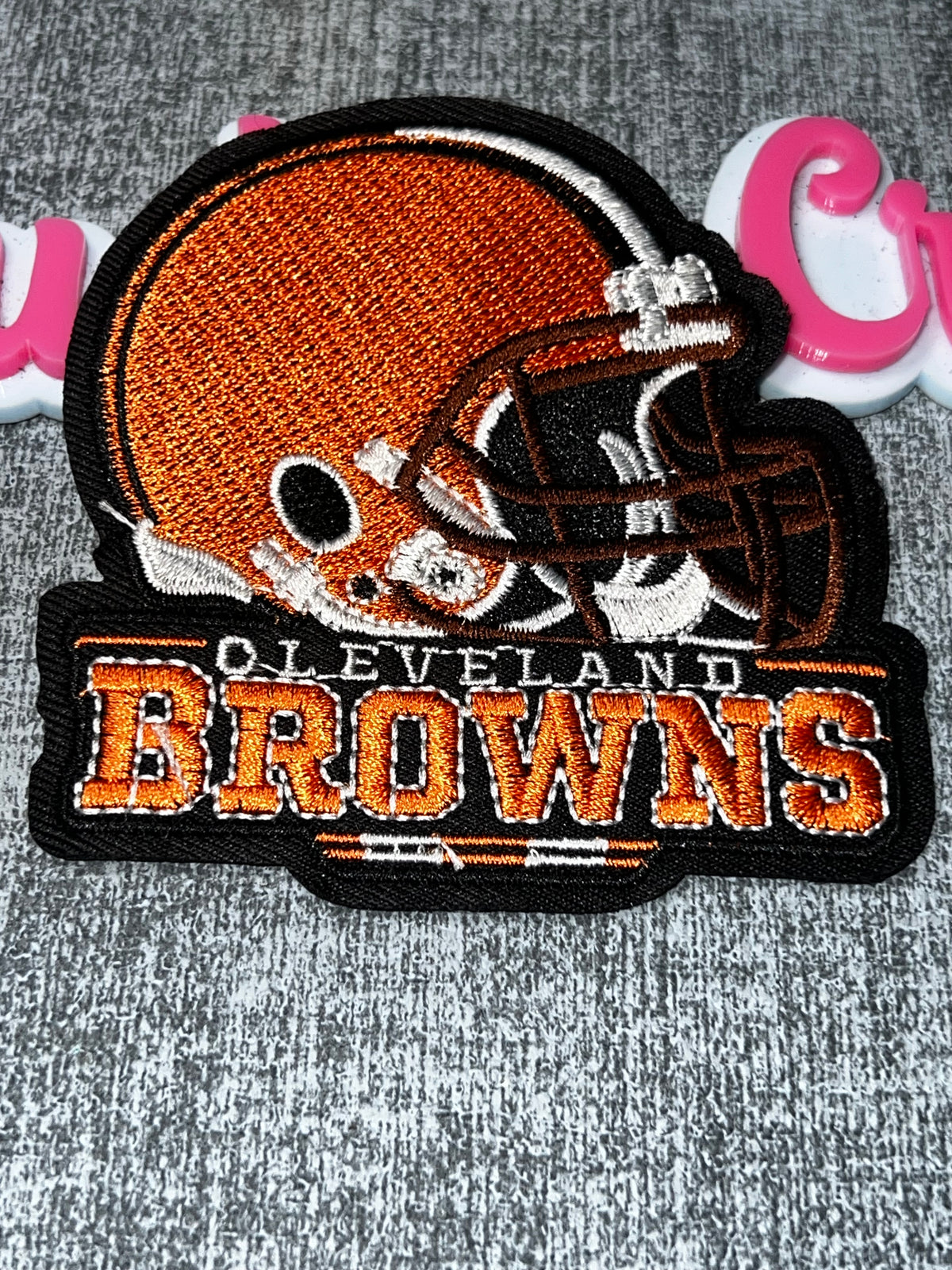 Orange Brown Helmet Sports Patch – Embroidered Iron On Applique