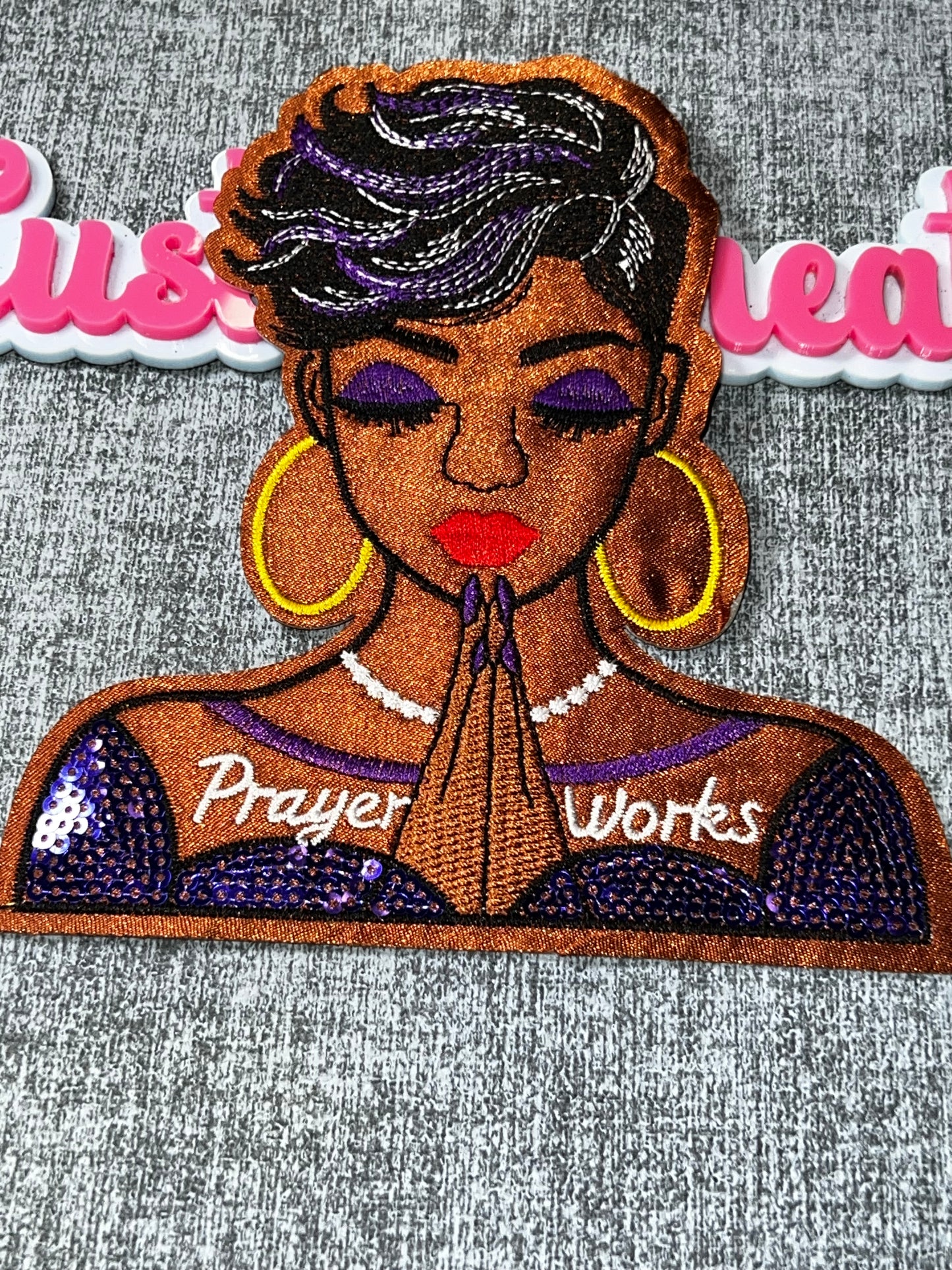 Prayer Works Purple Glam Patch – Embroidered Iron On Appliqué Medium