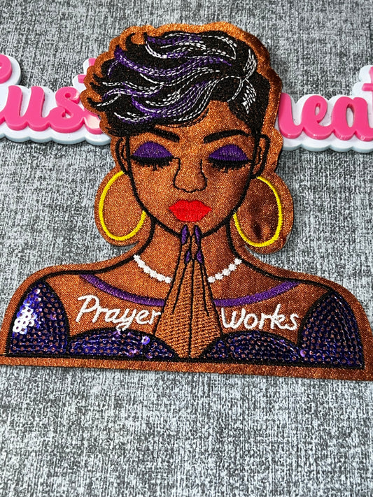 Prayer Works Purple Glam Patch – Embroidered Iron On Appliqué Medium