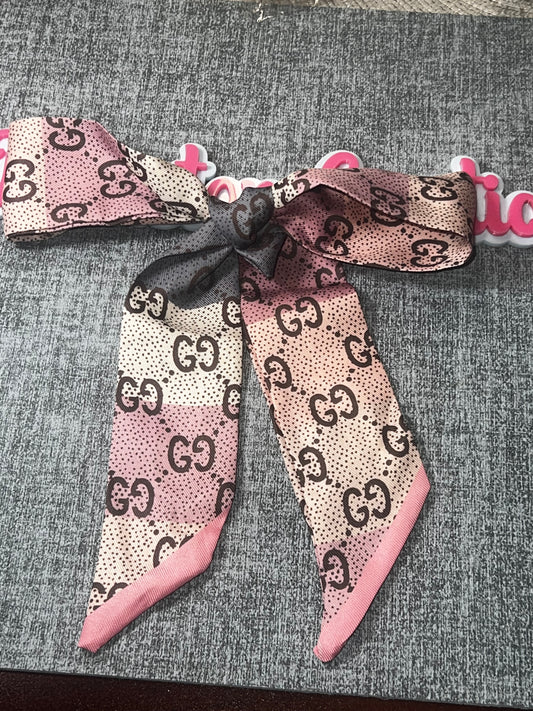 Pink Monogram Scarf Bow – Fashion Hair Accessory