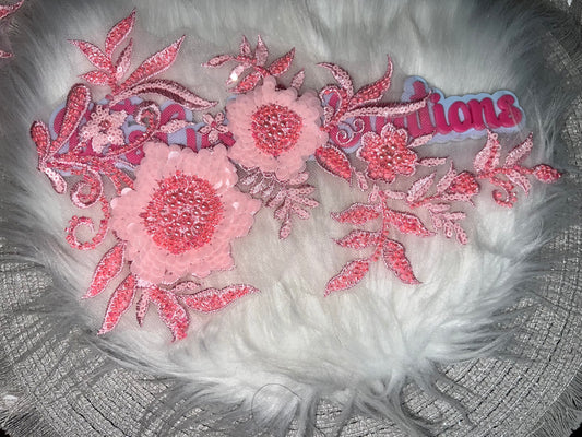 Pink Sequin Floral Appliqué Patch