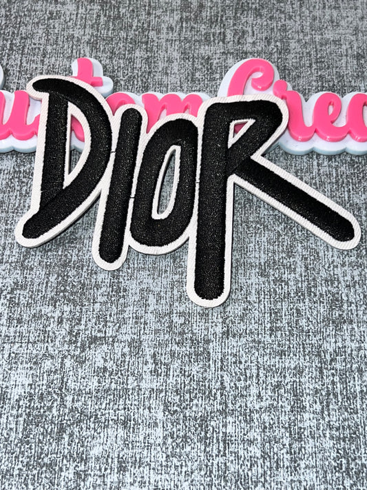 Black & White Script Iron-On Patch – Embroidered Statement Patch for DIY Crafts
