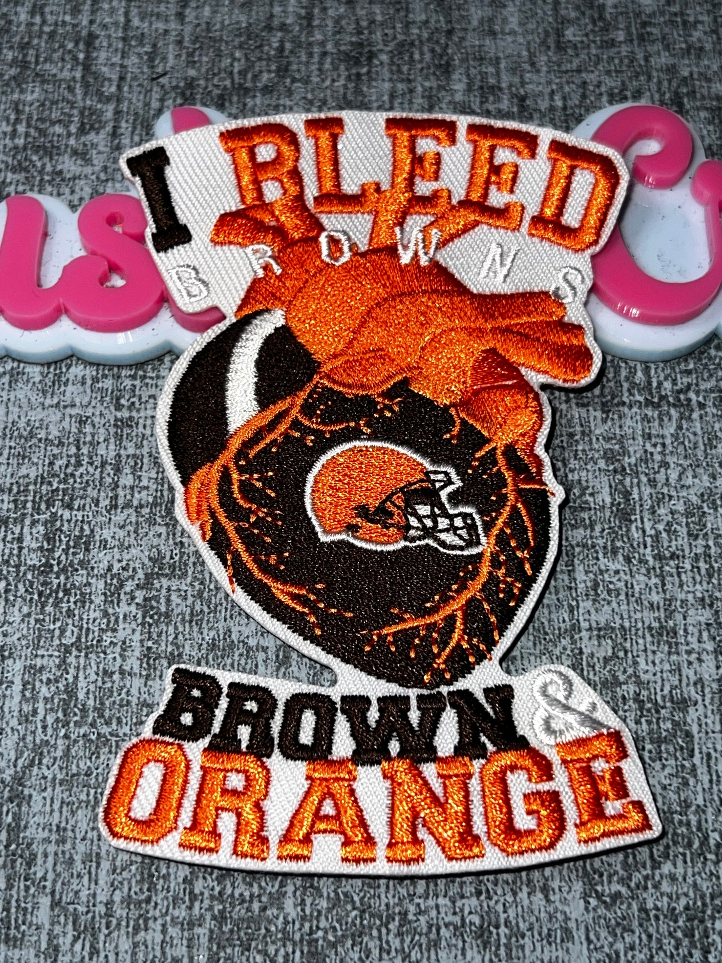 I Bleed Brown and Orange Football Patch – Embroidered Iron On Applique