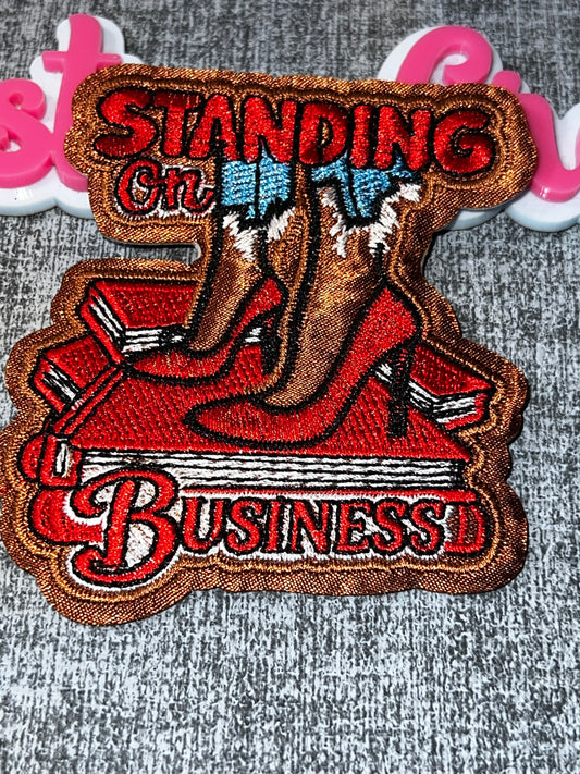 Standing On Business Patch Red – Boss Woman Embroidered Iron On Applique