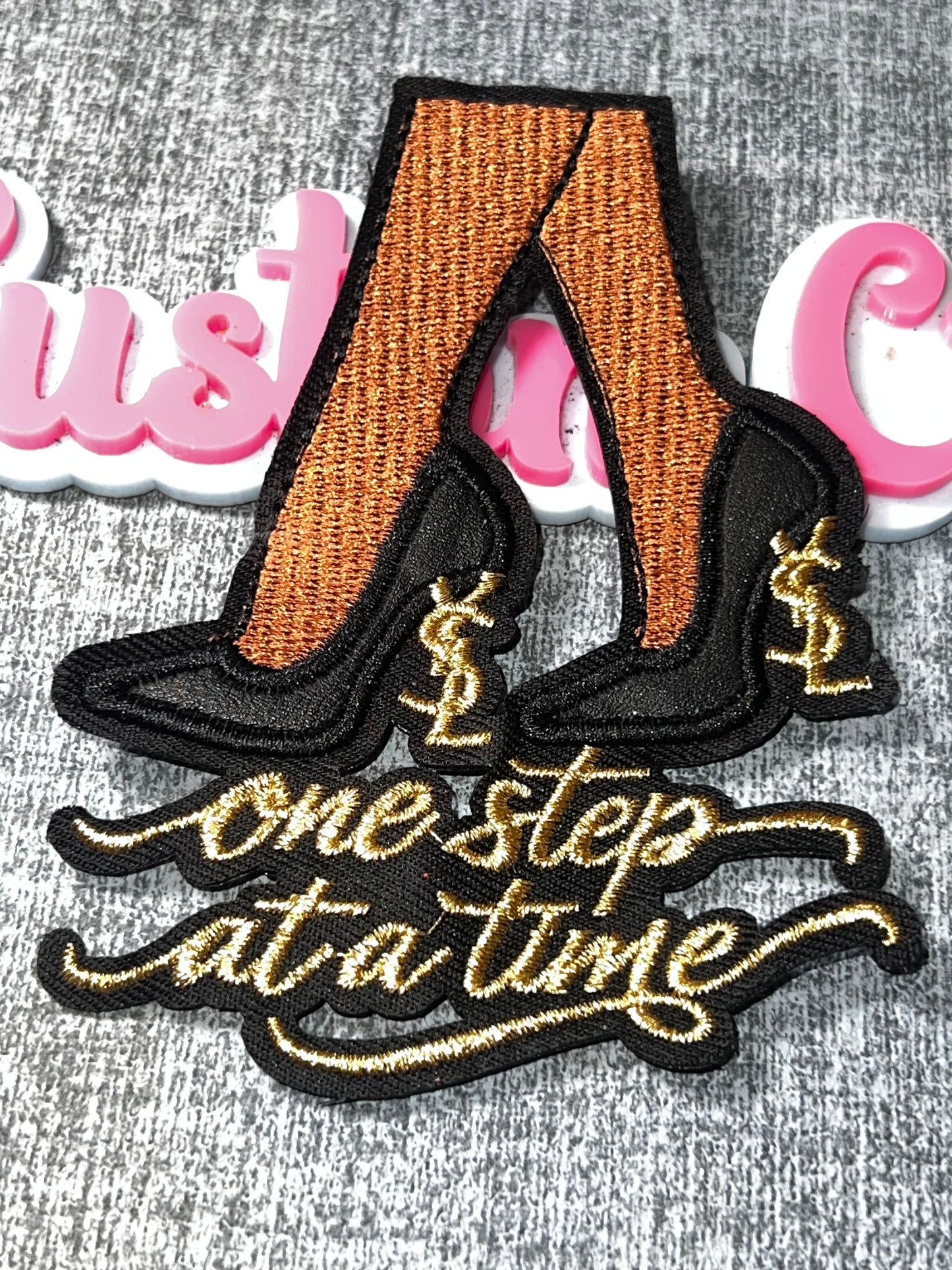 “One Step at a Time” High Heels Embroidered Patch – Fashion Iron On Applique
