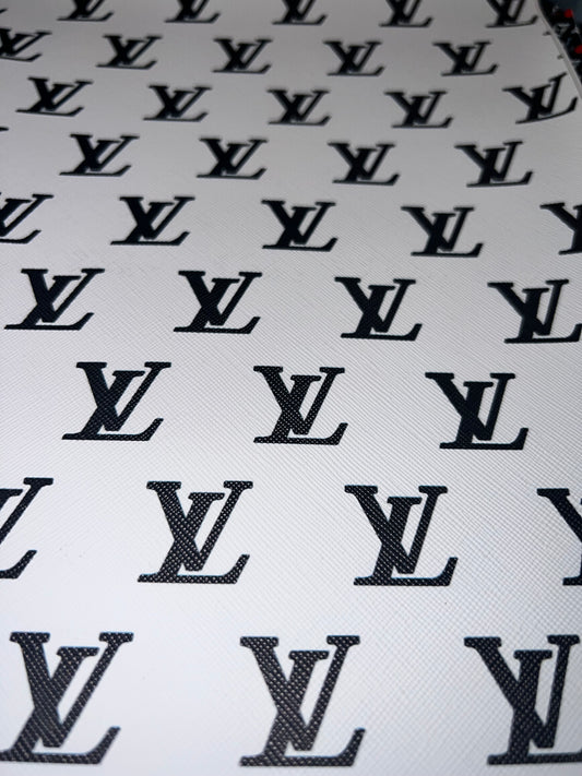 White Minimal Monogram Style Faux Leather Sheet – 9x12