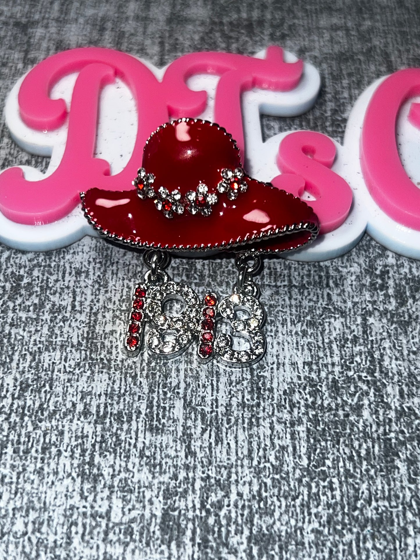 Red Wide Brim Hat Rhinestone Brooch Pin – Statement Fashion Jewelry Delta Colors