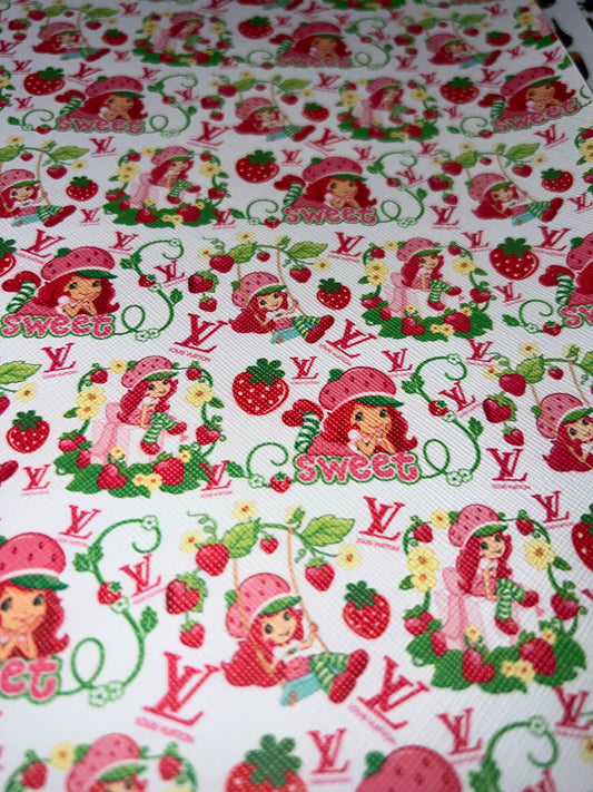 Strawberry Girl Sweet Theme Faux Leather Sheet – 9x12