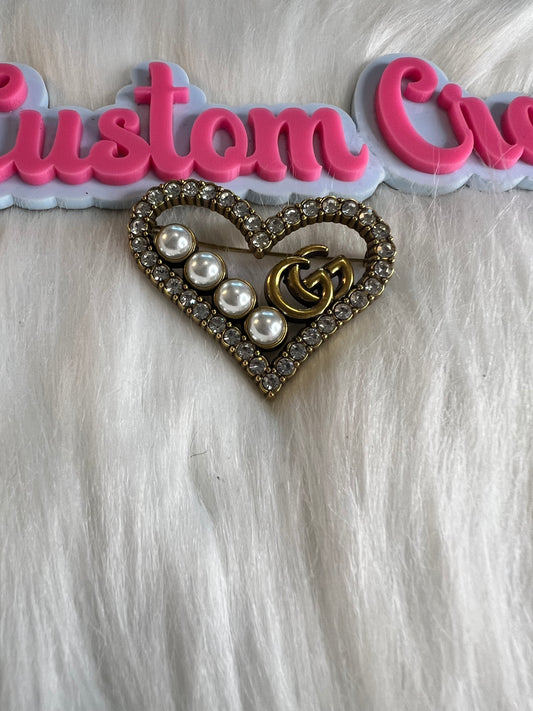 Heart with Pearl GG Brooch