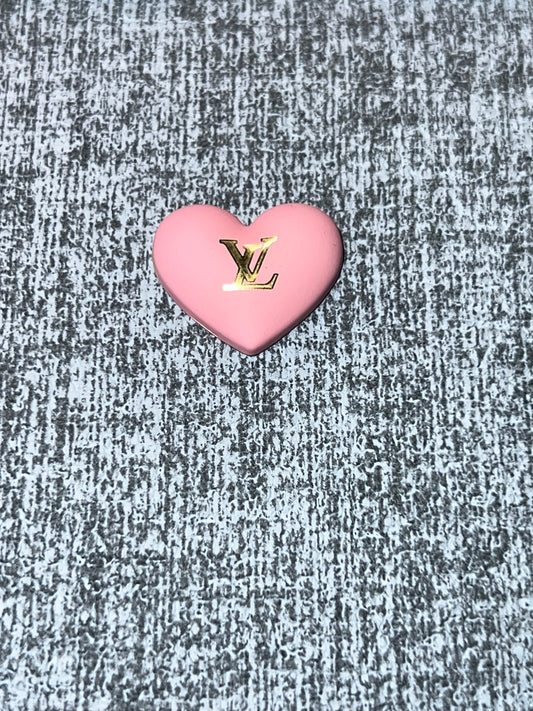 Matte Pink Heart Letter Luxe Flat Back Metal Charm – Cute DIY Craft Charm