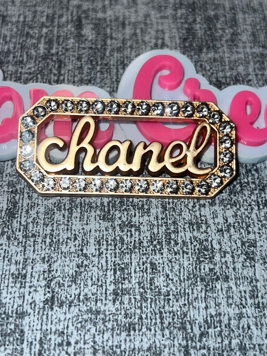 Matte Gold Rhinestone Name Plate Charm – Luxe Flat Back Metal Charm for DIY Crafts