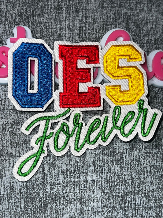 OES Forever Embroidered Iron-On Patch | Multicolor Letter Appliqué