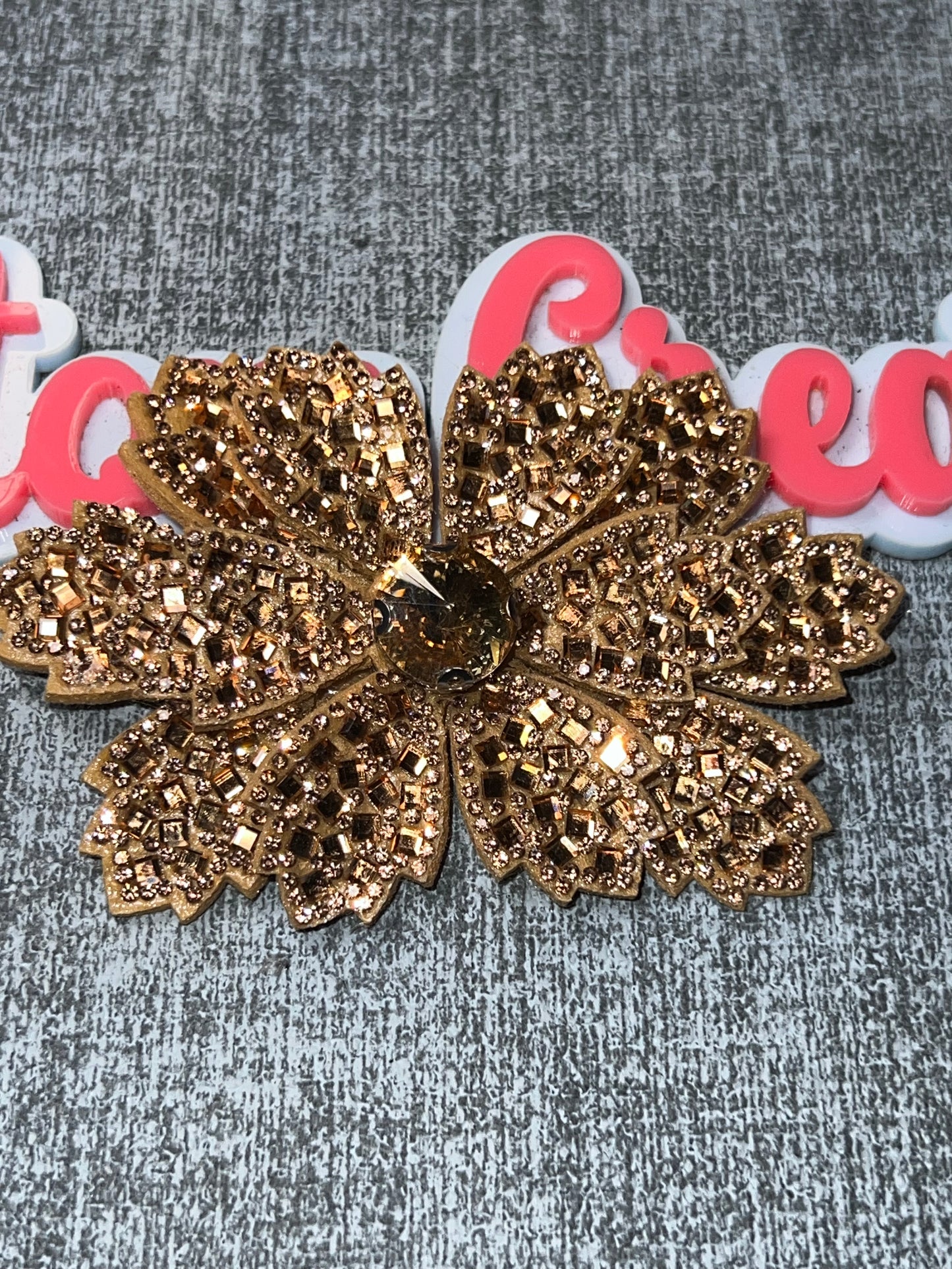 Gold Rhinestone Flower Applique – Crystal Floral Embellishment Patch
