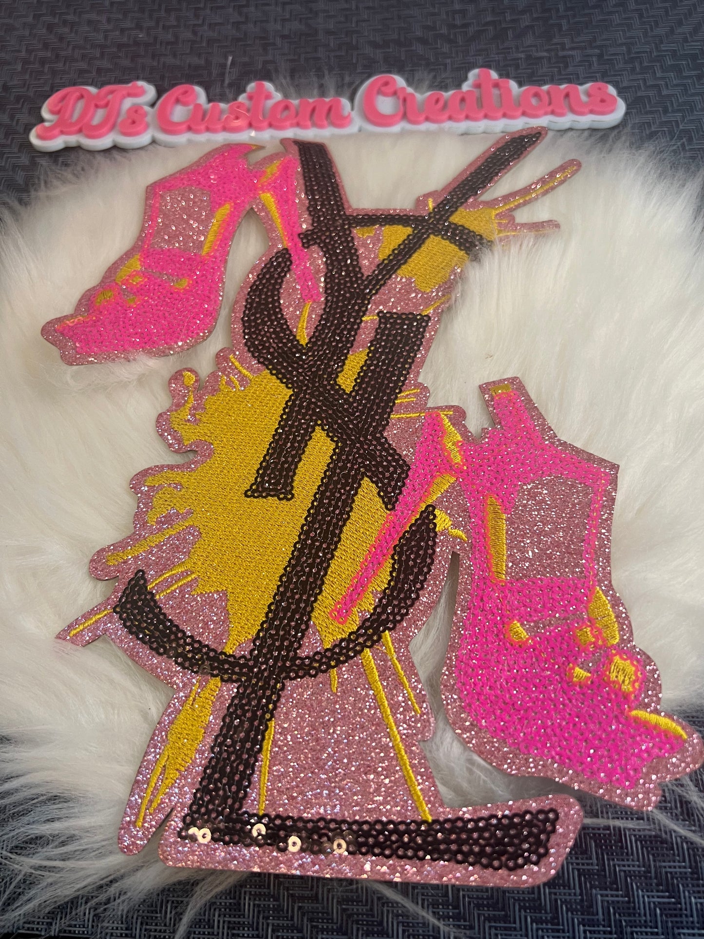 Sequin Glitter Pink Yellow Black YSL