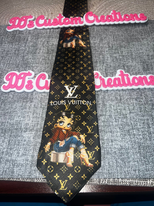 Black Luxe Girl Statement Tie – Fashion Graphic Wide Tie