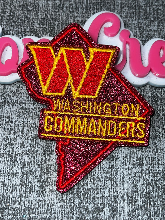 Burgundy Glitter Letter State Embroidered Iron-On Patch | Statement Appliqué