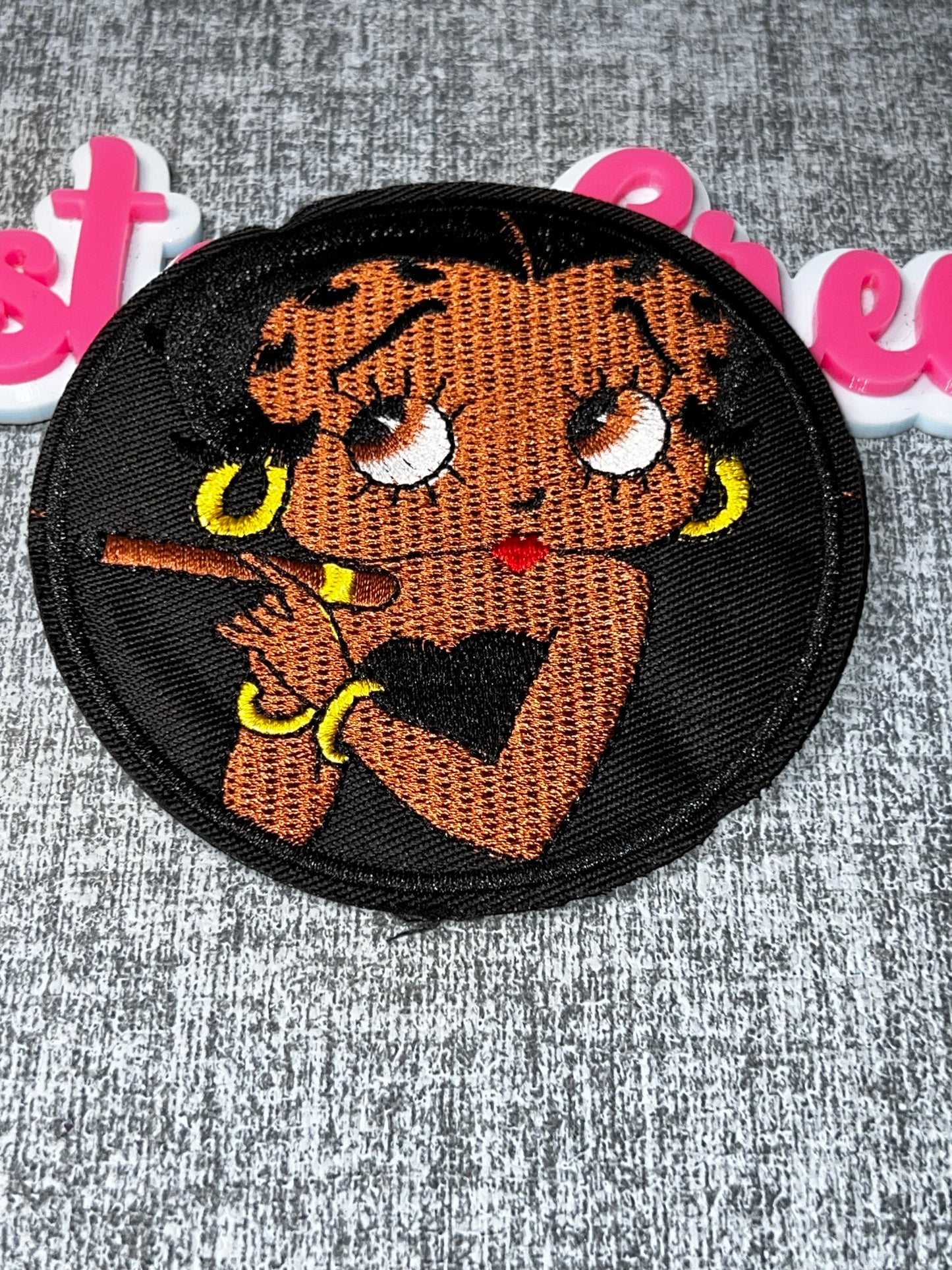 Glam Girl Cigar Patch – Stylish Embroidered Iron On Patch Fashion Statement Applique