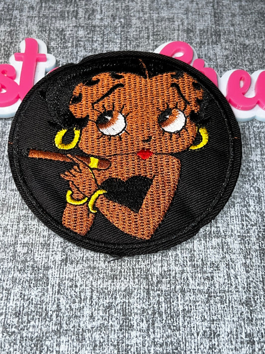 Glam Girl Cigar Patch – Stylish Embroidered Iron On Patch Fashion Statement Applique