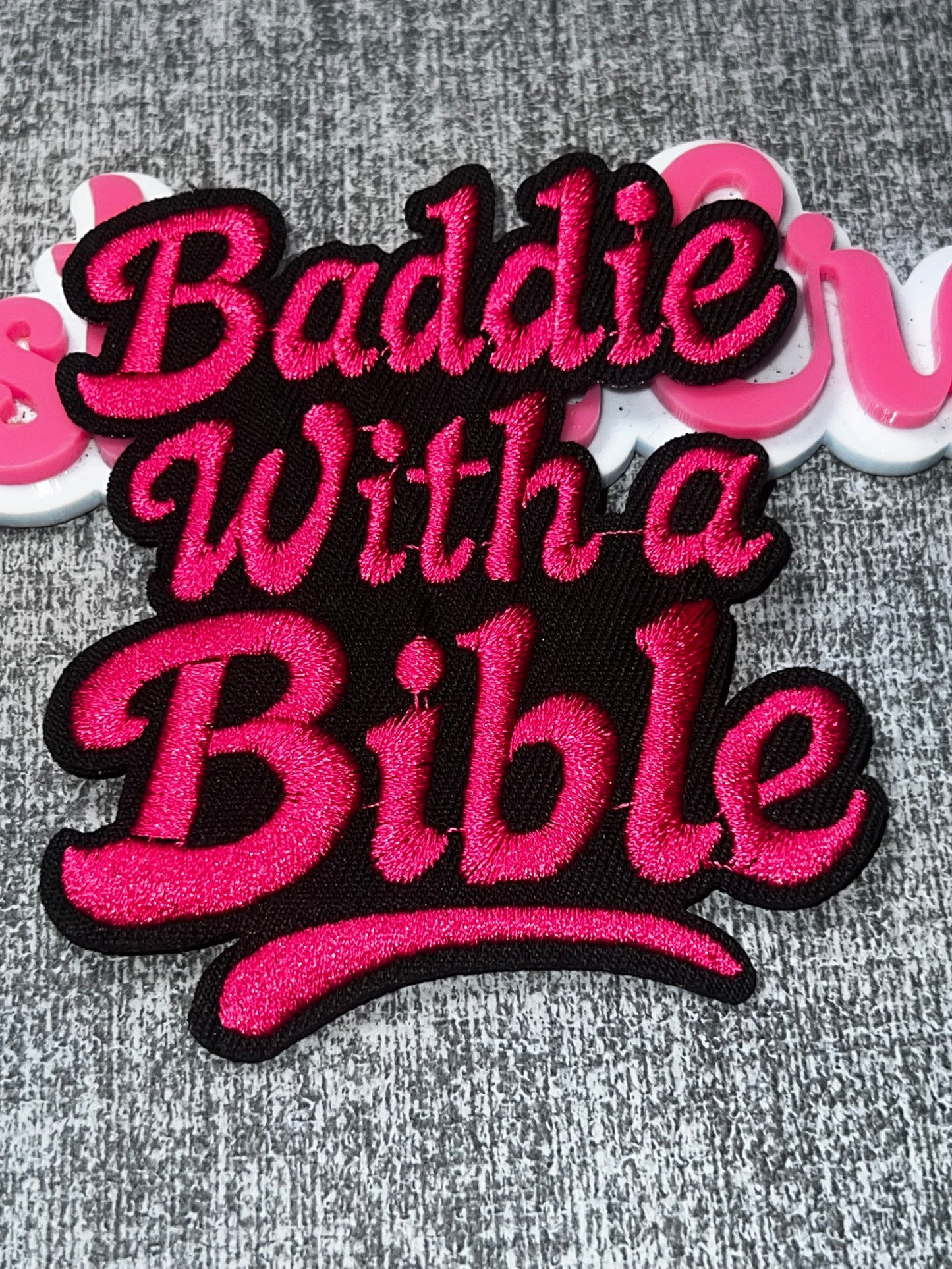 Baddie with a Bible Embroidered Iron-On Patch – Faith Statement Applique Med
